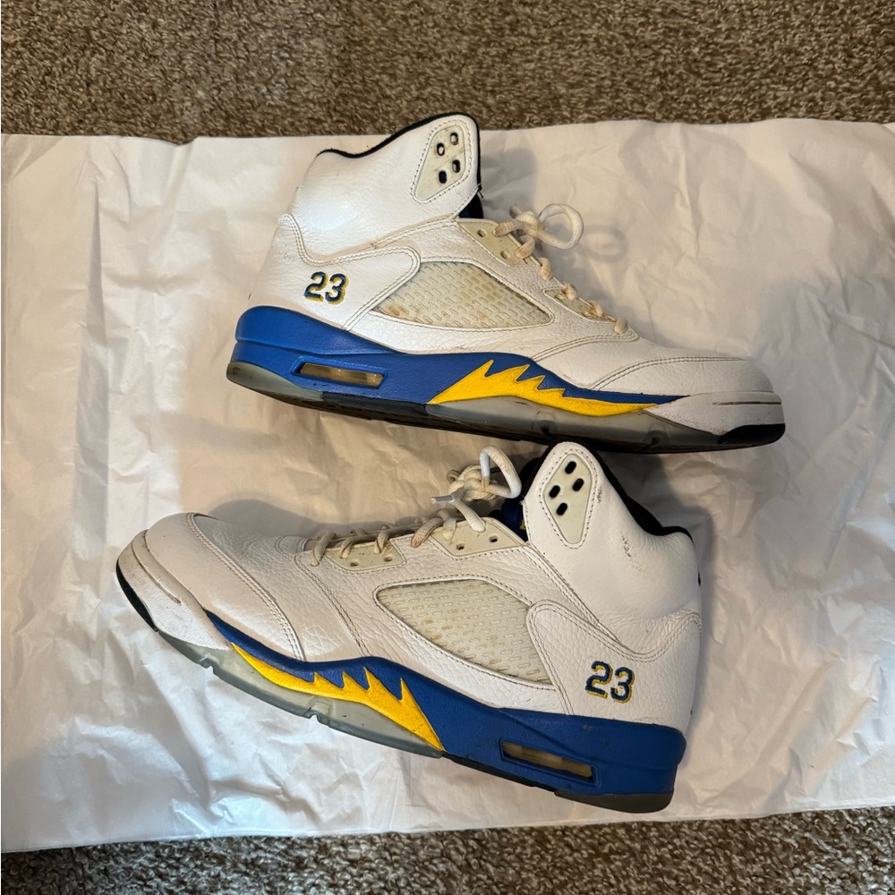Kids White and Blue Sneakers